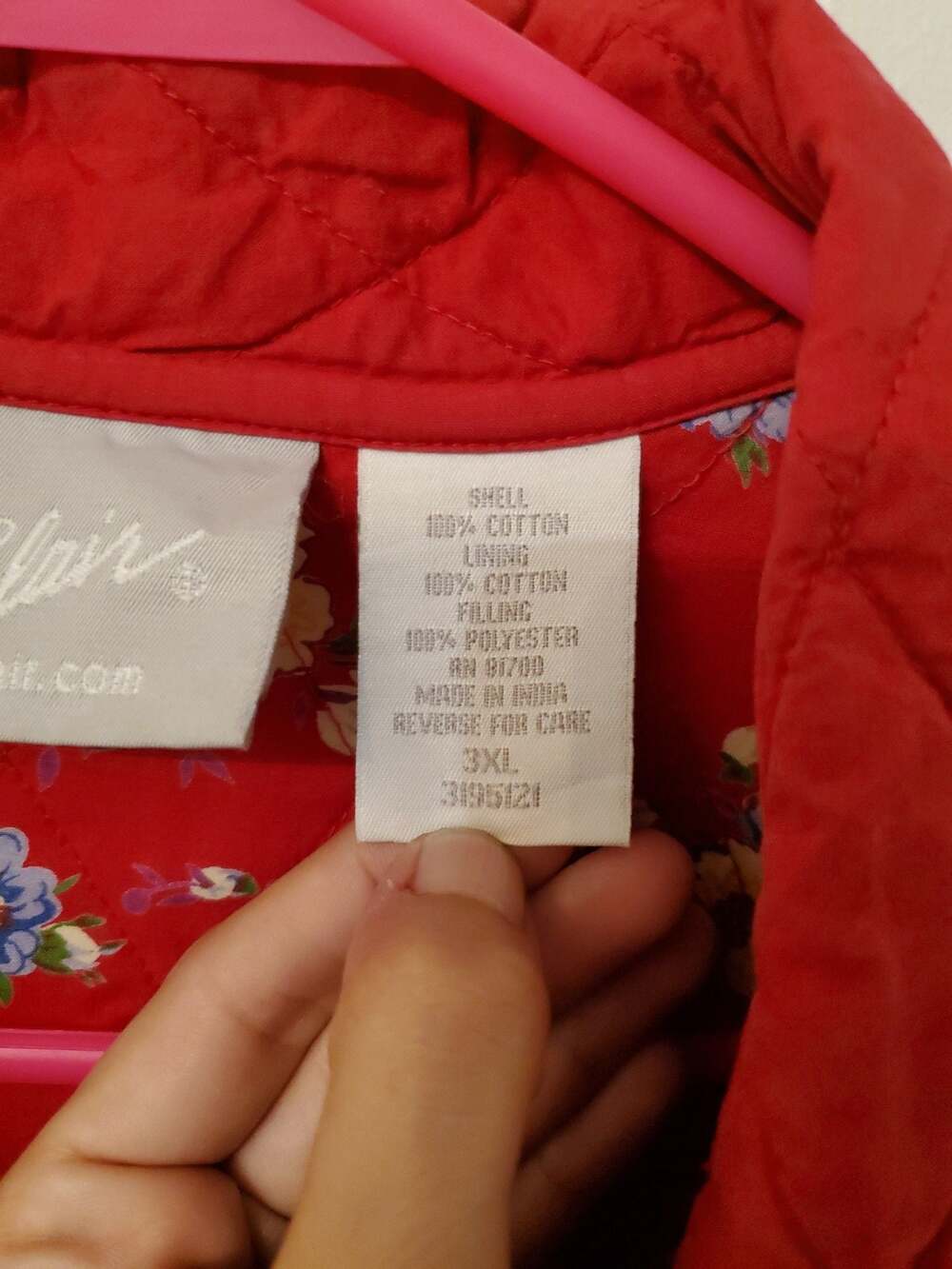 Blair Red Quilted Floral Lined Jacket Coat Women's Size 3XL - Picture 5 of 6
